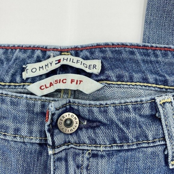 Tommy Hilfiger Sz 10 R Classic Fit 33x31 Jeans Women Stretch Denim Fray Hem - Picture 8 of 10